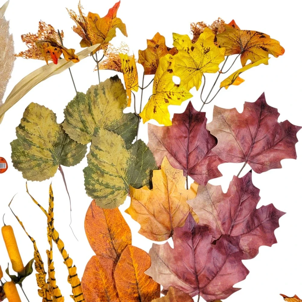 Fall Artificial Foliage Spray Stem Pick Lot 160+ Pc Leaves Autumn Harvest Crafts
